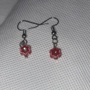 Red Flower Dangle Earrings